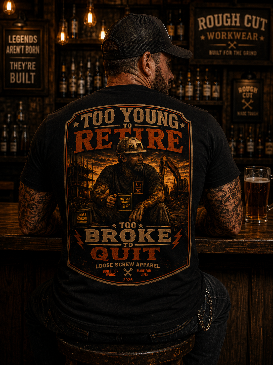 Too Young to Retire, Too Broke to Quit – Premium Heavyweight T-Shirt