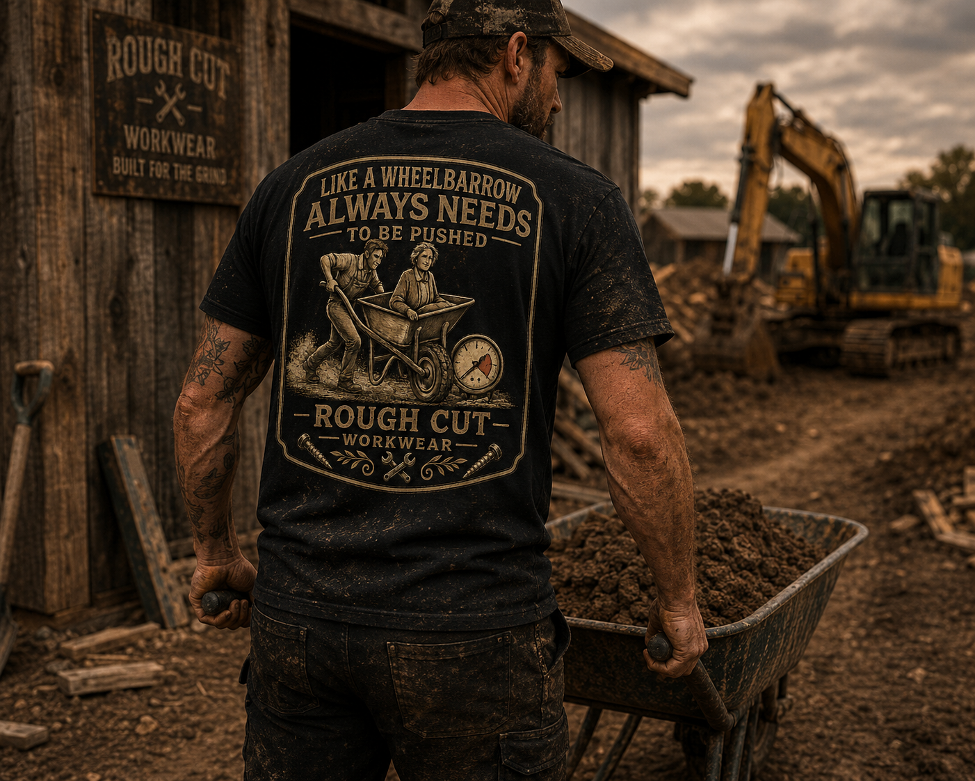 Like a Wheelbarrow Always Needs to Be Pushed – Premium Heavyweight T-Shirt