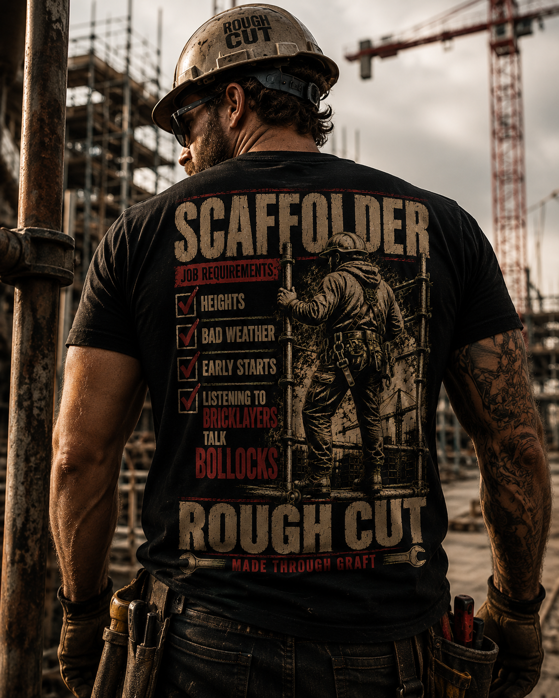 Scaffolder – Listening to Bricklayers Talk Bollocks – Premium Heavyweight T-Shirt